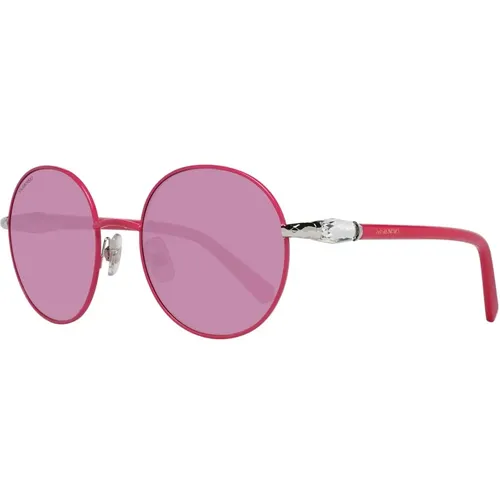 Lila Runde Sonnenbrille für Frauen - Swarovski - Modalova