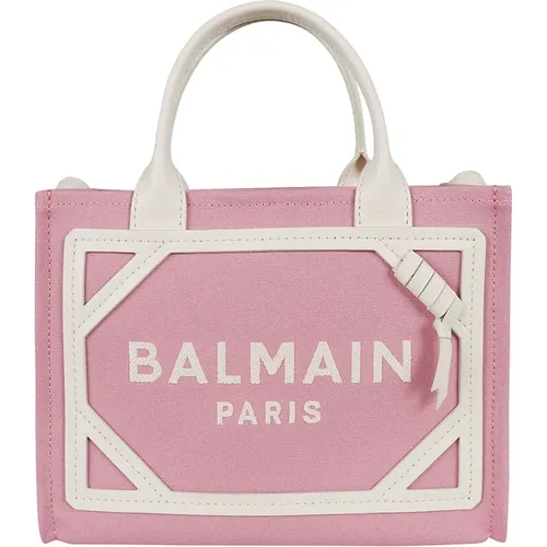 Rose Creme Canvas Shopper Bag , female, Sizes: ONE SIZE - Balmain - Modalova
