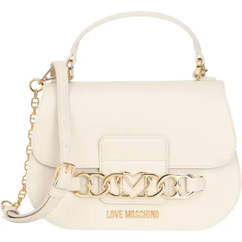 Ivory Handtasche mit Herz-Kette - Love Moschino - Modalova