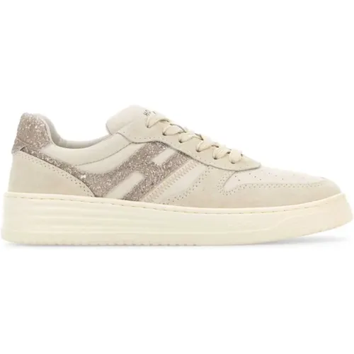 Ivory Leder Sneakers , Damen, Größe: 40 EU - Hogan - Modalova