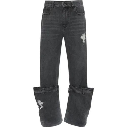 Holzkohlegraue Distressed Bucket Jeans , Damen, Größe: W26 - JW Anderson - Modalova