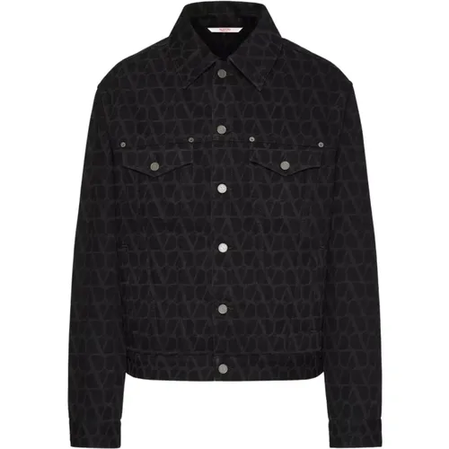 Denim Jacket With Toile Iconographe Print , male, Sizes: L - Valentino Garavani - Modalova