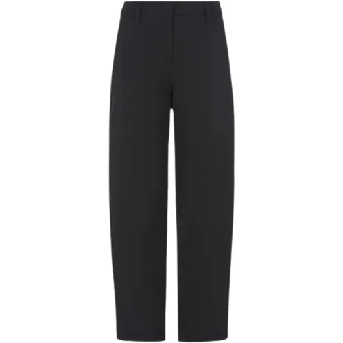 Silk Straight Trousers with Adjustable Slits , female, Sizes: XS, S, 2XS - Giorgio Armani - Modalova