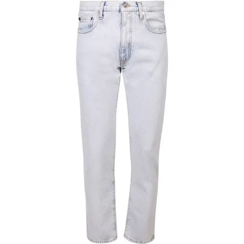 Logo print slim jeans , male, Sizes: W31 - Off White - Modalova