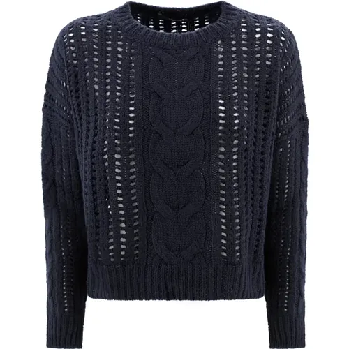 Blauer Wollgeflochtener Pullover , Damen, Größe: M - Max Mara Weekend - Modalova