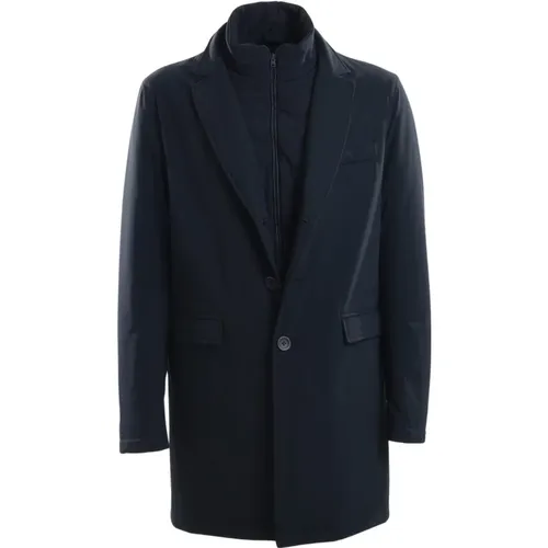 Laminated fabric coat with removable bib , male, Sizes: 2XL, 4XL - Herno - Modalova