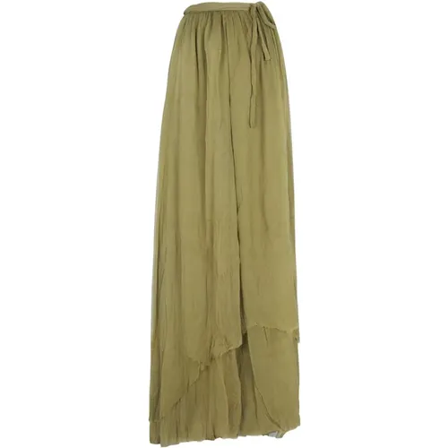 Aurora, long silk skirt in pistachio , female, Sizes: L, M - Cortana - Modalova