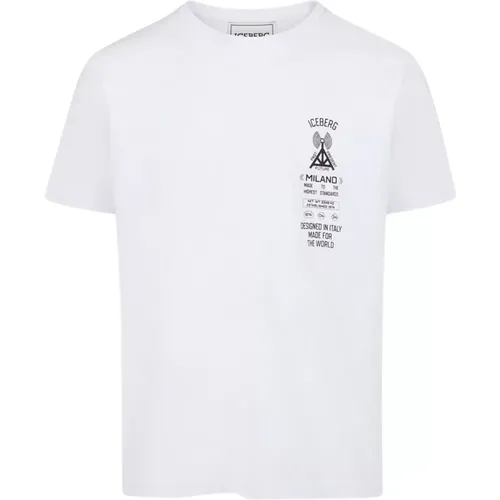 T-Shirt mit Logo-Print aus Baumwolle,Schwarzes T-Shirt mit Logo,Graues T-Shirt mit Logo-Print - Iceberg - Modalova