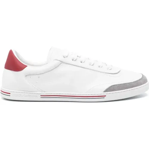 Weiße Ledersneaker mit Streifen-Detail , Herren, Größe: 42 1/2 EU - Dolce & Gabbana - Modalova