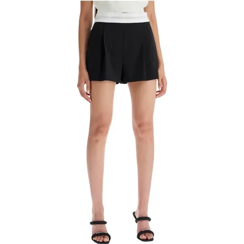 Plissierte Wollshorts mit Markenband , Damen, Größe: 2XS - alexander wang - Modalova