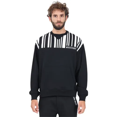 Barcode Schwarzer Rundhalsausschnitt Pullover , Herren, Größe: L - Moschino - Modalova