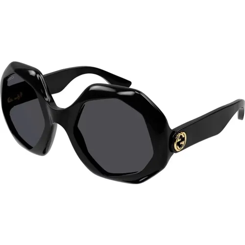 Einzigartige Sonnenbrille mit ikonischem Webmotiv , Damen, Größe: 57 MM - Gucci - Modalova