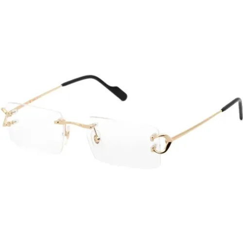 Goldene Optische Brille, Alltagsstil , Herren, Größe: 56 MM - Cartier - Modalova