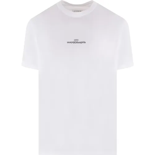 Weiße Baumwoll-Logo T-Shirt von , Herren, Größe: M - Maison Margiela - Modalova