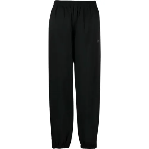 Schwarze Logo Print Hose Elastischer Saum,Schwarze Jogginghose mit Puff-Logo-Print - alexander wang - Modalova