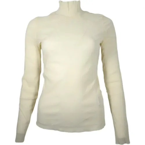 Samt Mesh Rollkragenpullover Elfenbein , Damen, Größe: XS - Hugo Boss - Modalova