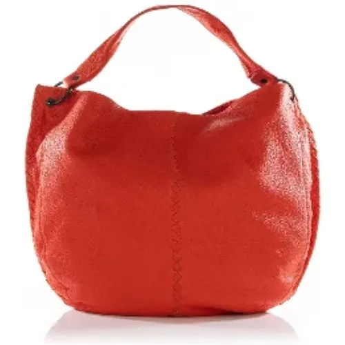 Grained Orange Leather Shoulder Bag , female, Sizes: ONE SIZE - Bottega Veneta Vintage - Modalova