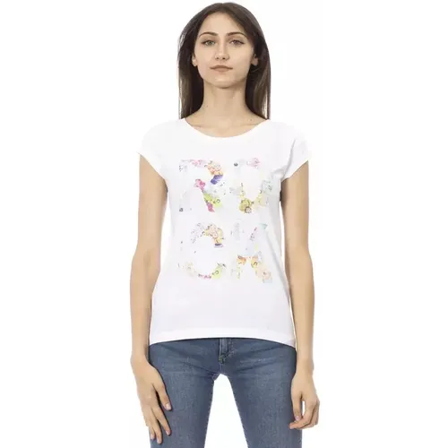 Elegant Tee with Frontprint Detail , female, Sizes: M, L - Trussardi - Modalova