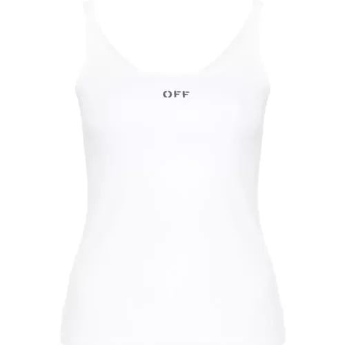 Off , Weiße Elastische Tanktop , Damen, Größe: 2XS - Off White - Modalova