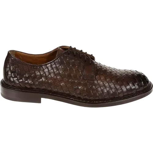 Dark Woven Leather Derby Shoes , male, Sizes: 7 UK, 10 UK, 8 UK, 9 UK, 6 UK, 7 1/2 UK - Doucal's - Modalova