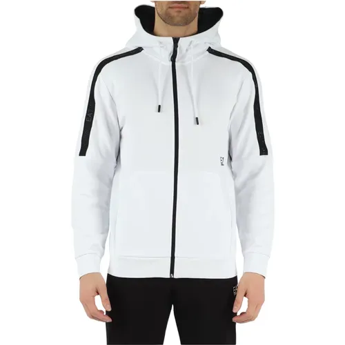 Cotton Hooded Zip Sweatshirt , male, Sizes: M, 2XL, XL - Emporio Armani EA7 - Modalova