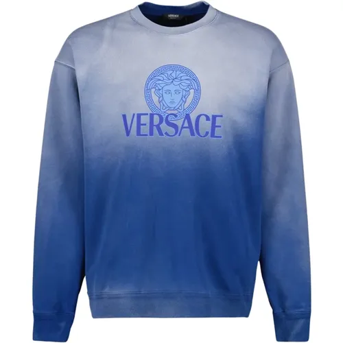 Vintage Medusa Sweatshirt Blau Tie-Dye , Herren, Größe: M - Versace - Modalova