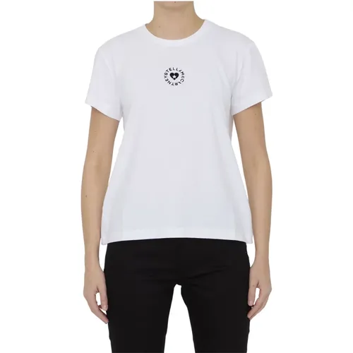 Weißes T-Shirt aus Bio-Baumwolle mit Logo , Damen, Größe: M - Stella Mccartney - Modalova