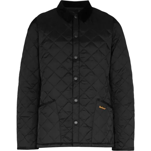 Gesteppte Heritage Liddesdale Schwarze Jacke,Gepolsterte Schwarze Jacke mit Knopfverschluss - Barbour - Modalova