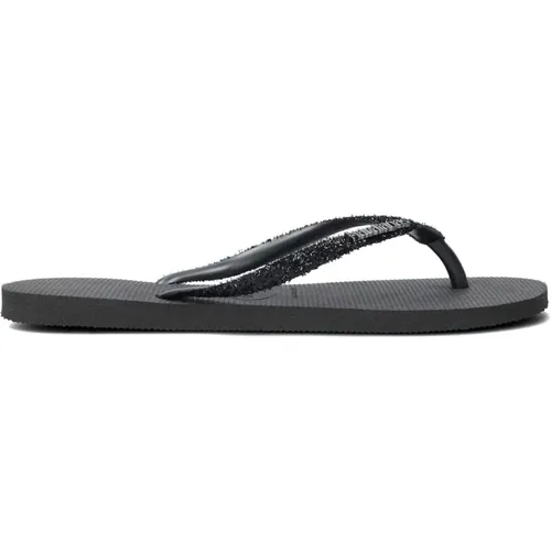 Schwarzer Glitter Slim Sommer Slipper , Damen, Größe: 35 EU - Havaianas - Modalova