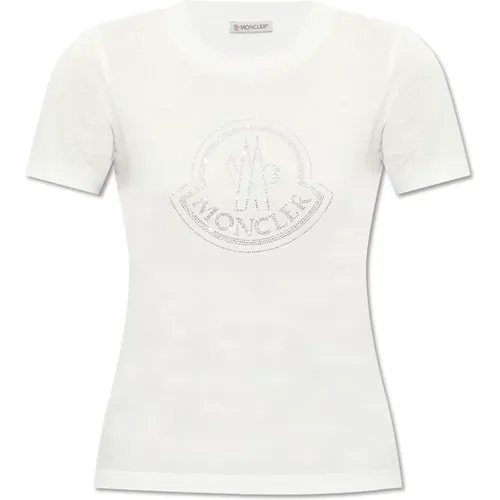 T-Shirt mit Logo , Damen, Größe: M - Moncler - Modalova