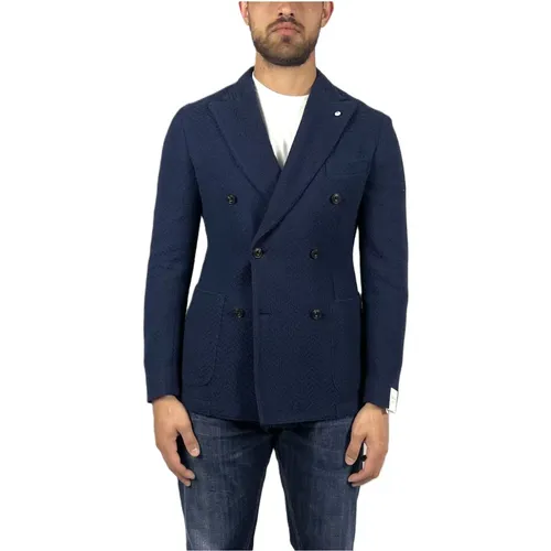 Double-Breasted Textured Jacket , male, Sizes: S, L, XL - L.b.m. 1911 - Modalova