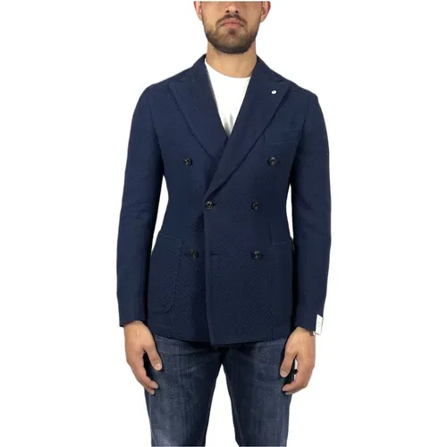 Double-Breasted Textured Jacket , male, Sizes: S, XL - L.b.m. 1911 - Modalova