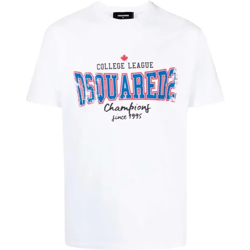 Printed Logo T-Shirt, , male, Sizes: L, 2XL, XL - Dsquared2 - Modalova