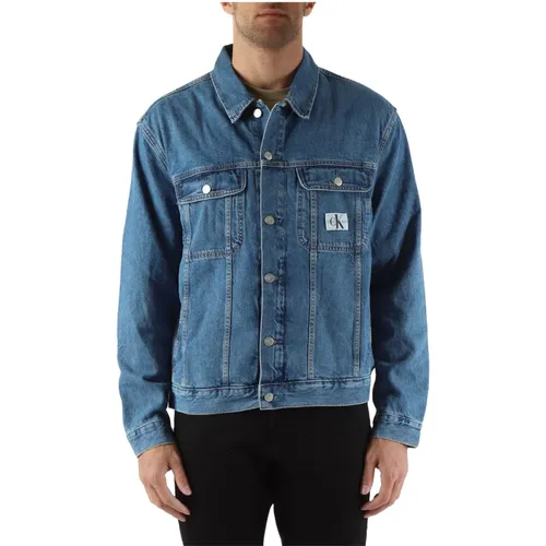 Regular fit jeans jacket with classic collar and button closure , male, Sizes: L, S, M, XL - Calvin Klein Jeans - Modalova