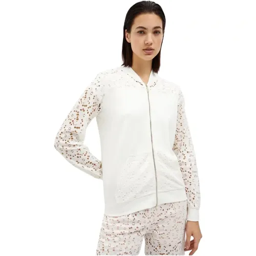Women`s sweatshirt with lace inserts , female, Sizes: S, L - Liu Jo - Modalova
