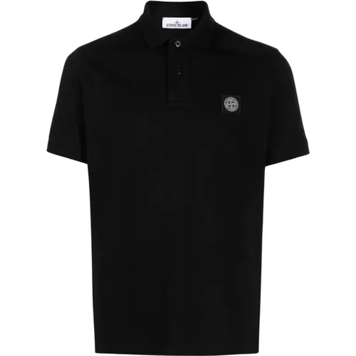 Schwarzes Stretch Pique Polo Shirt , Herren, Größe: 2XL - Stone Island - Modalova