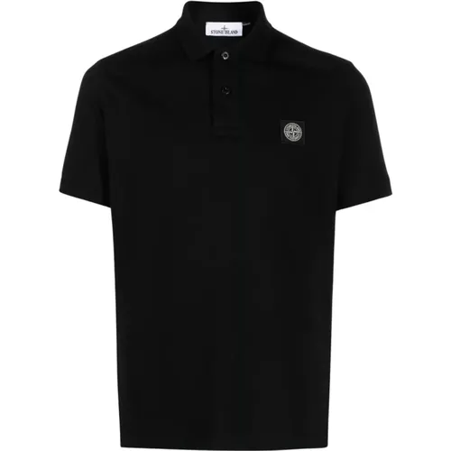 Schwarzes Stretch Pique Polo Shirt , Herren, Größe: M - Stone Island - Modalova