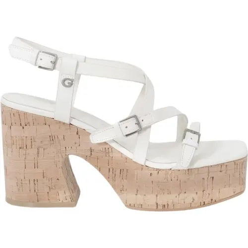 Blockabsatz Plateau Sandalen, Beige , Damen, Größe: 41 EU - Guess - Modalova