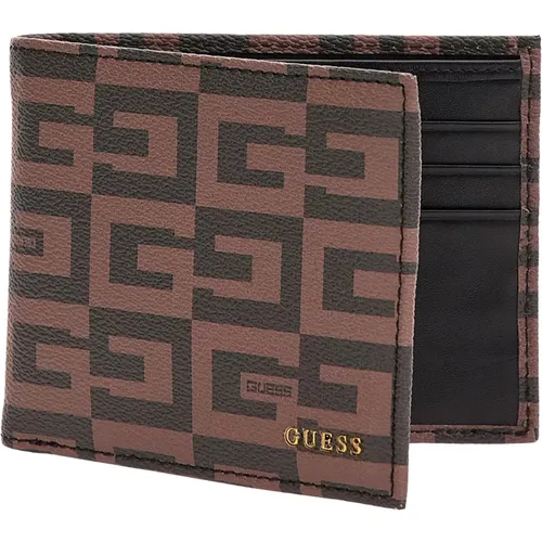 Smart Faux Leather Card Wallet Black , male, Sizes: ONE SIZE - Guess - Modalova