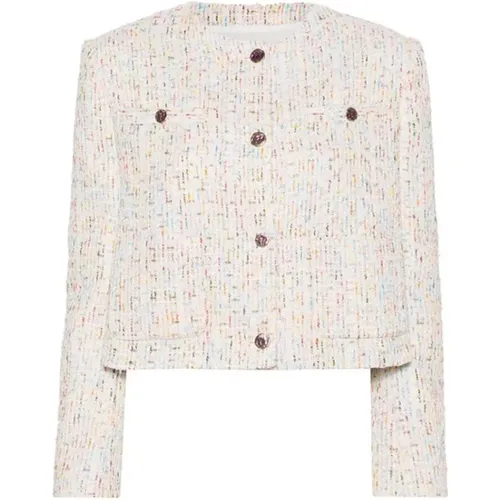 Cropped Tweed Blazer , female, Sizes: L, XS - Msgm - Modalova