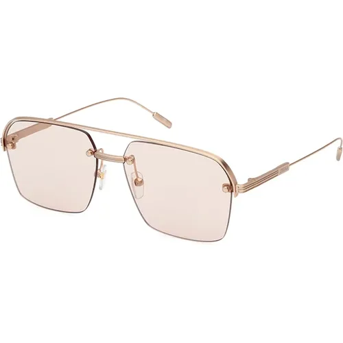 Stilvolle Sonnenbrille Braune Gläser Mattes Gold - Ermenegildo Zegna - Modalova