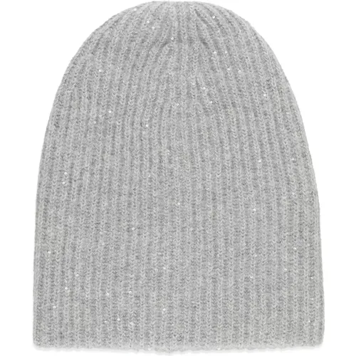 Pailletten Wolle Kaschmir Beanie Mütze , Damen, Größe: ONE Size - Fabiana Filippi - Modalova