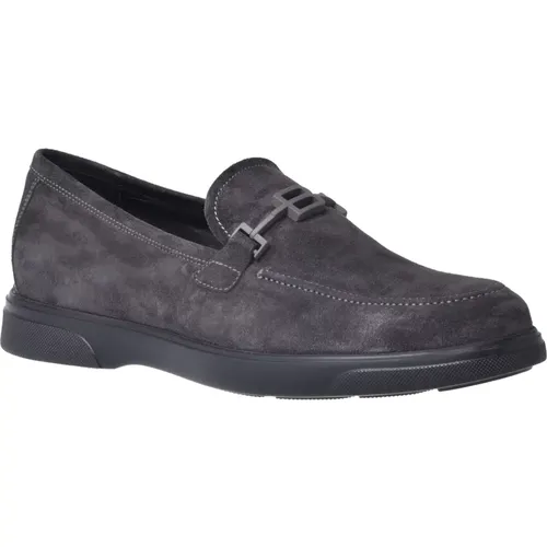 Loafers in dark grey suede leather , Herren, Größe: 40 EU - Baldinini - Modalova