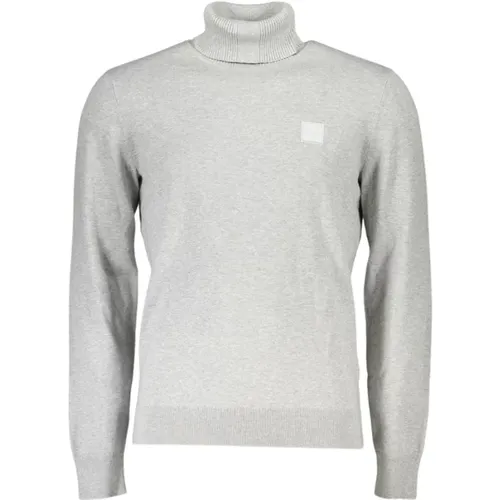 Grauer Rollkragenpullover mit Stickerei - Hugo Boss - Modalova