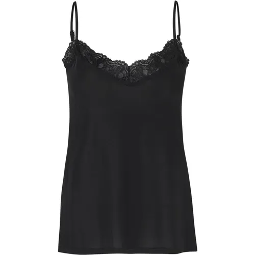 Feminines Basic-Top mit verstellbaren Trägern und Spitzenbesatz , Damen, Größe: XL - Masai - Modalova