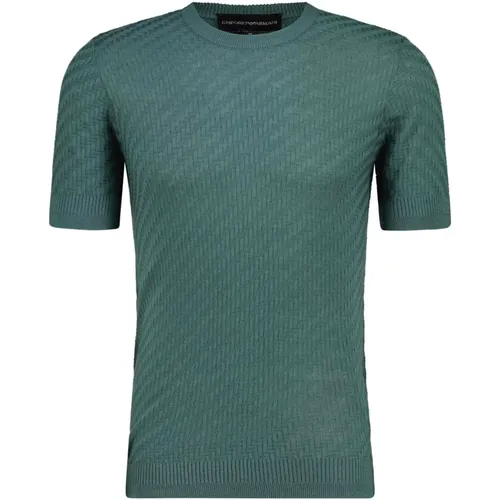 Stylish Herringbone Pattern Knit Shirt , male, Sizes: 2XL, S, L, XL, M - Emporio Armani - Modalova