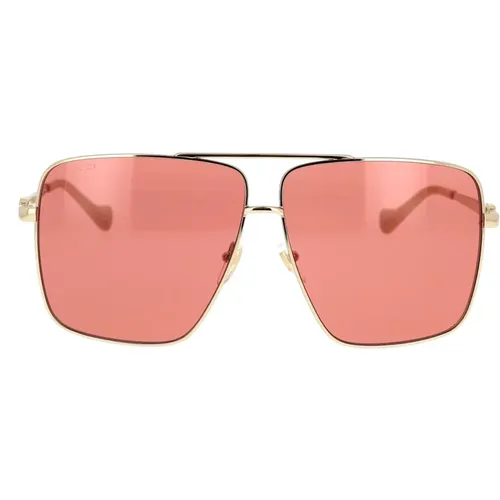 Retro Oversized Sonnenbrille mit GG Cut-Out Kette - Gucci - Modalova