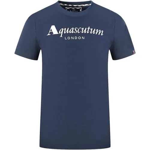 Baumwoll-T-Shirt mit Union Jack Flagge , Herren, Größe: L - Aquascutum - Modalova