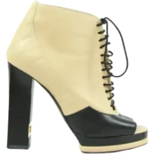 Vintage Lace-Up Leather Boots , female, Sizes: 5 UK - Chanel Vintage - Modalova