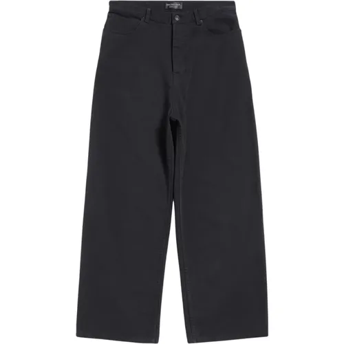Schwarze Denim Jeans mit Logo Patch - Balenciaga - Modalova